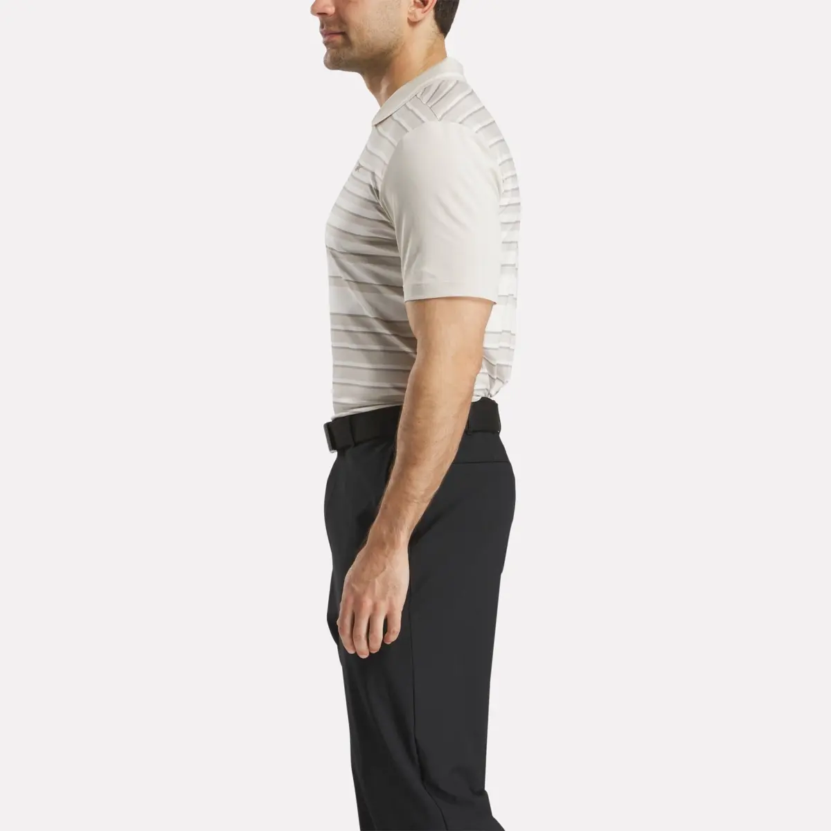 Men’s Short Sleeve Stripe Pullover Polo Shirt with Tipped Rib Collar