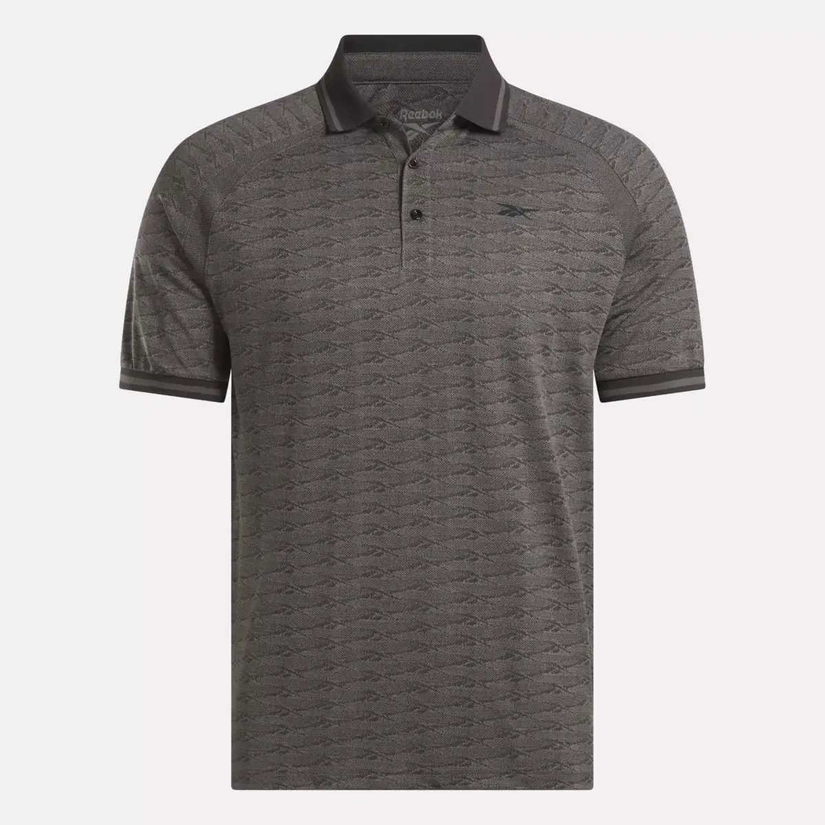 Men’s Short Sleeve Tonal Vector Jacquard Polo Shirt with Tipped Rib Trim Men’s Short Sleeve Tonal Vector Jacquard Polo Shirt with Tipped Rib Trim