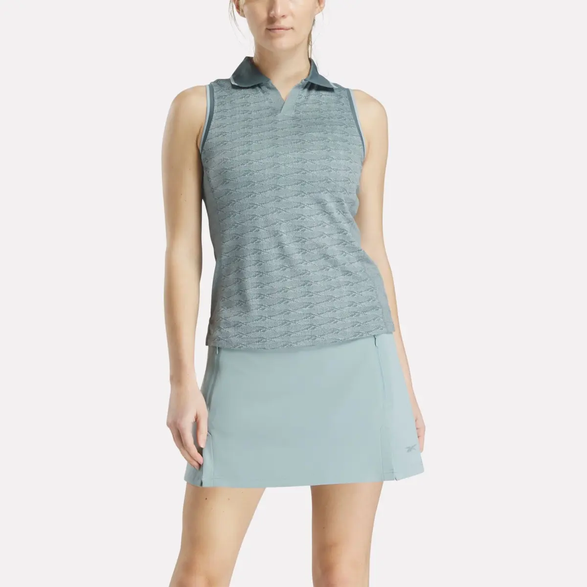 Women’s Sleeveless Tonal Vector Jacquard Golf Polo Shirt